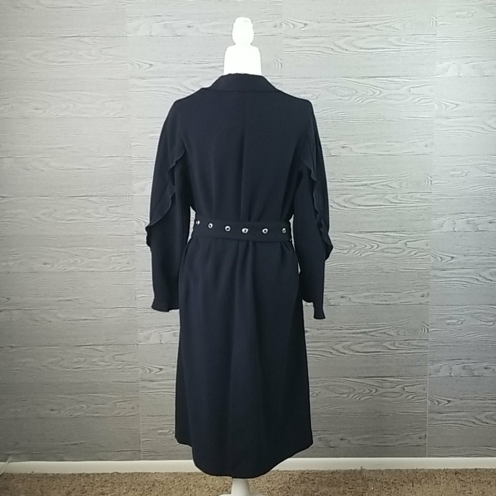 ZARA // ltd ed blogger fave ruffle detail metal grommet belt trench coat - Picture 16 of 16